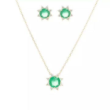 Alma Crystal Emerald Round Set with Zirconia Stones